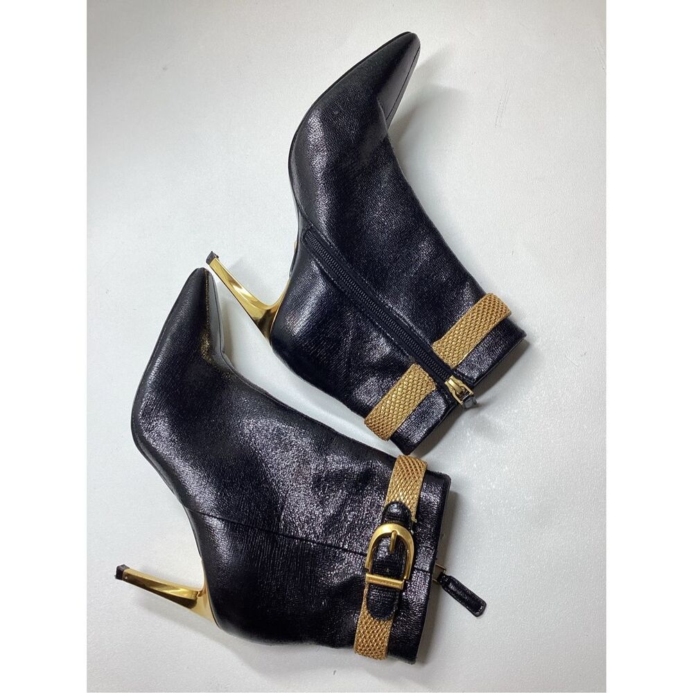 Donna‎ karan Sylvia Black & Gold stiletto  Bootie - Picture 13 of 17